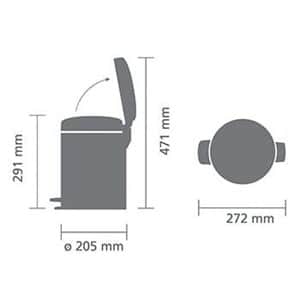 פח פדל 5 ליטר NewIcon - פלטיניום Brabantia