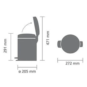 פח פדל 5 ליטר NewIcon - פלטיניום Brabantia