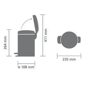 פח פדל 3 ליטר NewIcon - אפור בטון מינרלי Brabantia