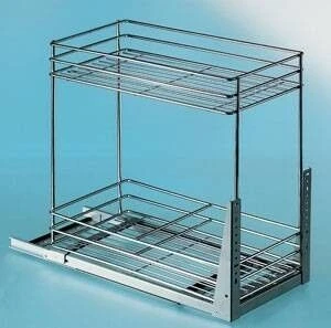 עגלת בקבוקים 2 קומות ליח' 30 סמ ניקל